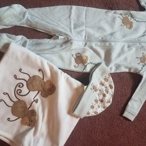 6 -9 Month Monkey PJ, Cap & Blanket